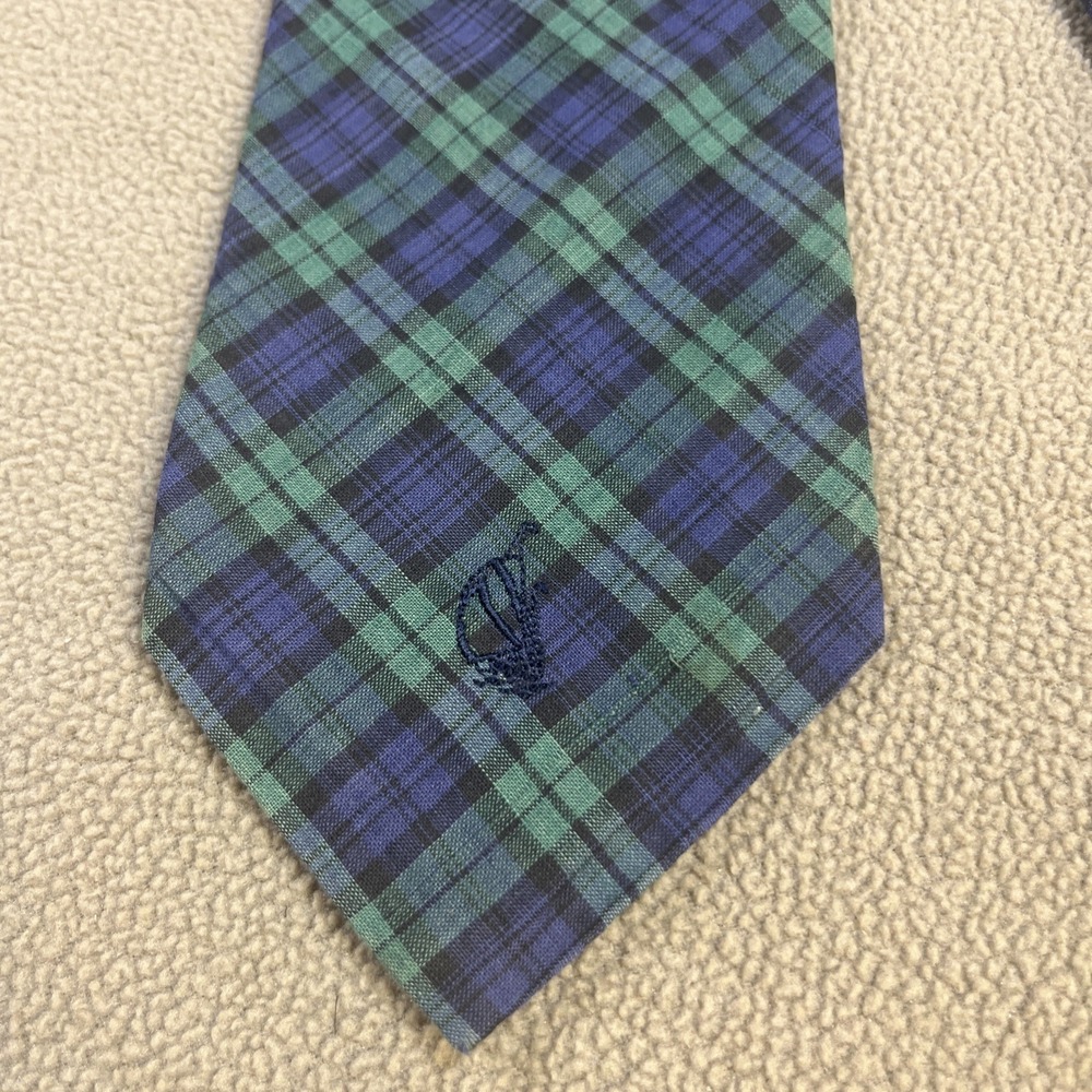 Nautica Men's 100% Cotton Tie Blue Green Plaid Made in USA 3.75" W 58.75" L - Picture 2 of 9